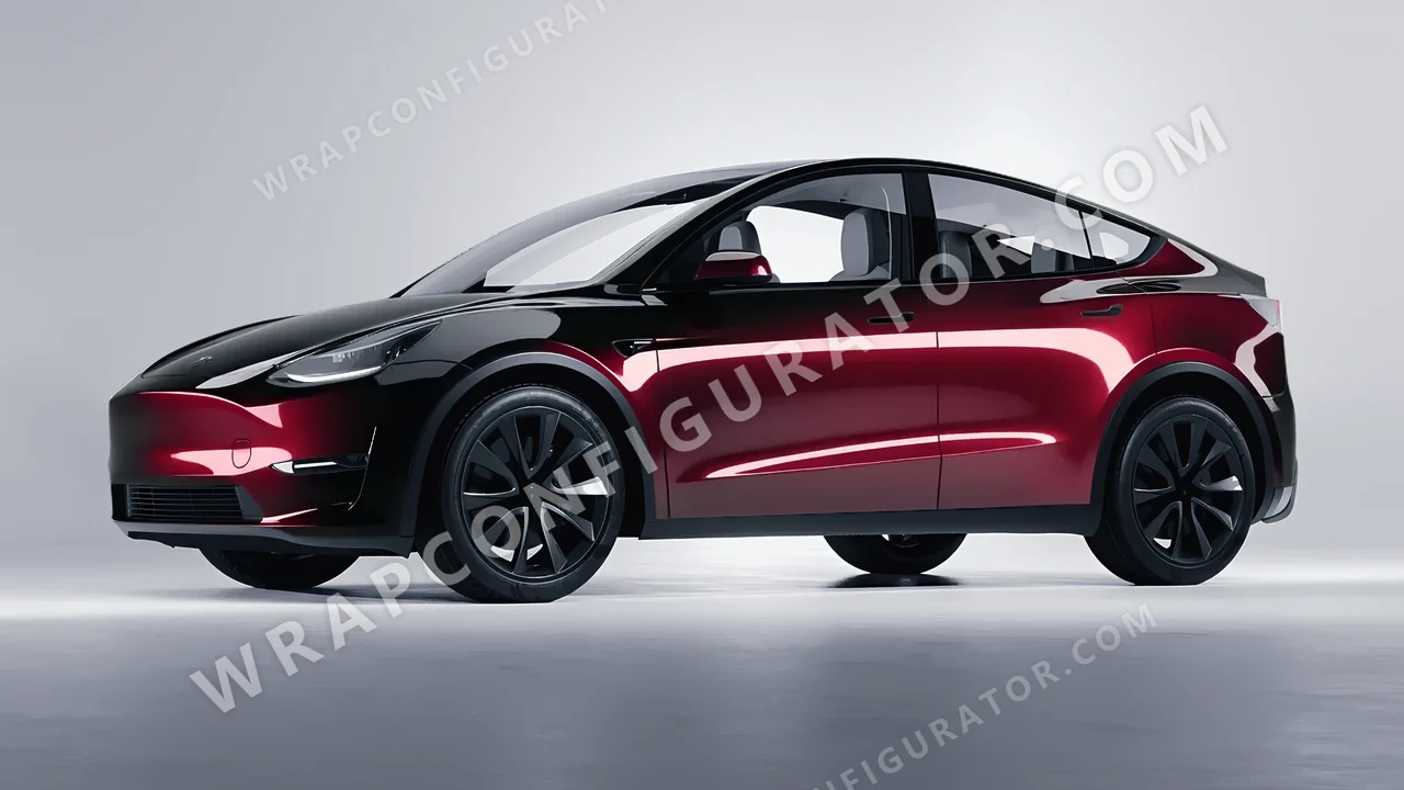 Black Tesla Model Y 2020 wrapped in 3M Gloss Black Rose GP99
