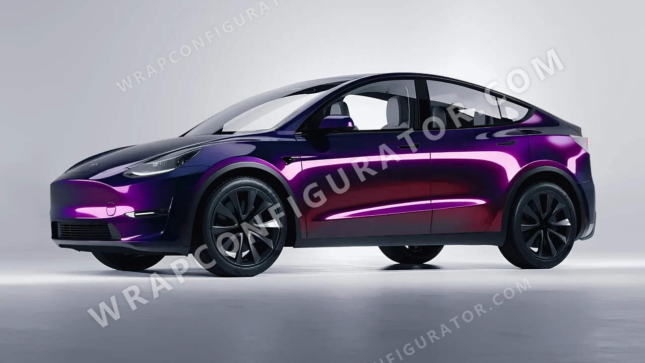 Black Tesla Model Y 2020 wrapped in 3M Gloss Wicked GP298