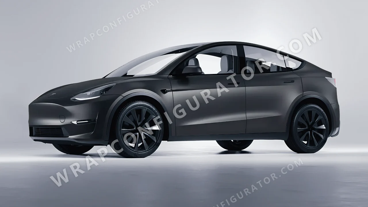 Black Tesla Model Y 2020 wrapped in 3M Matte Black Metallic M212