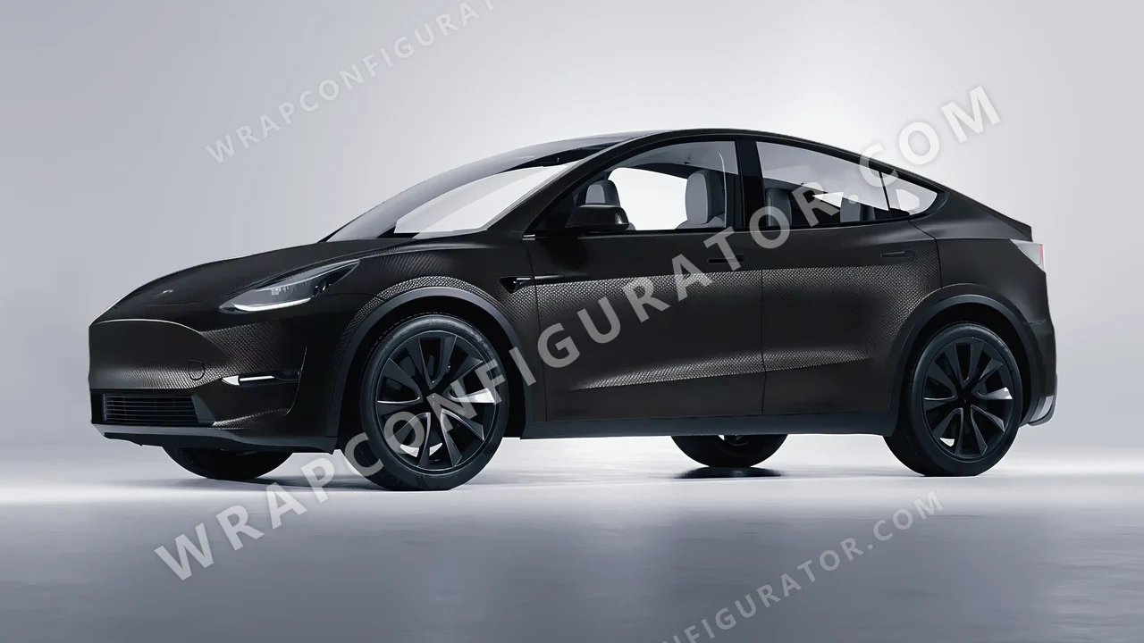 Black Tesla Model Y 2020 wrapped in 3M Shadow Black SB12