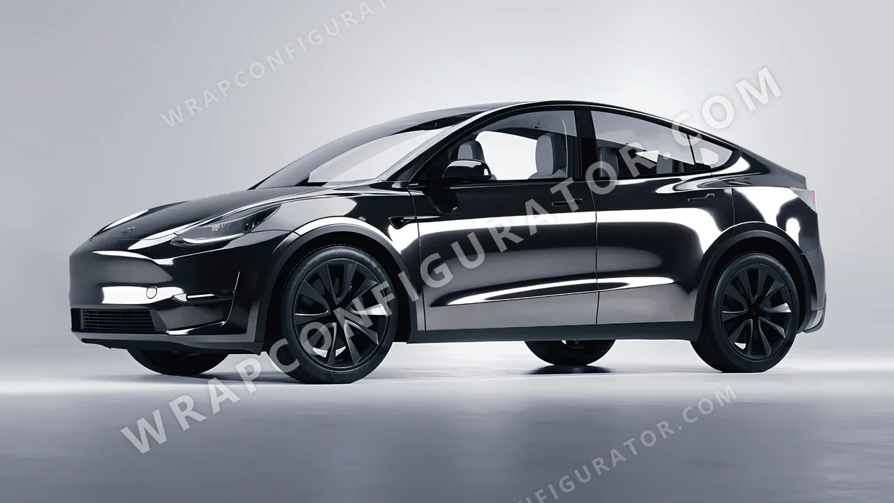 Black Tesla Model Y 2020 wrapped in Avery Dennison Black SF100-196-S