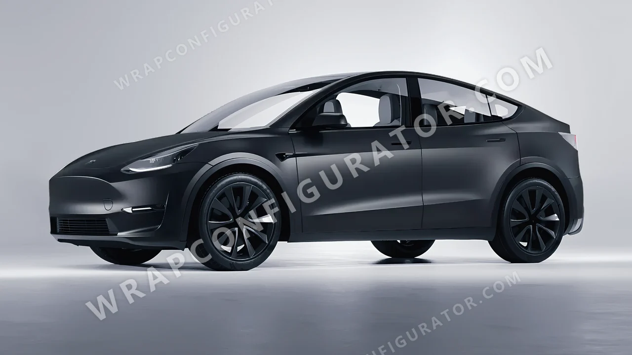 Black Tesla Model Y 2020 wrapped in Avery Dennison Black SW900-180-O