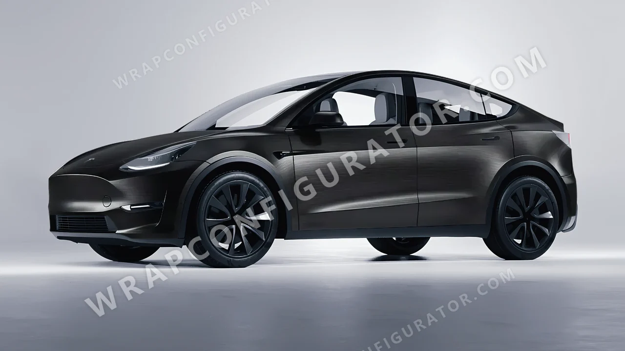 Black Tesla Model Y 2020 wrapped in Avery Dennison Brushed Black SW900-193-X
