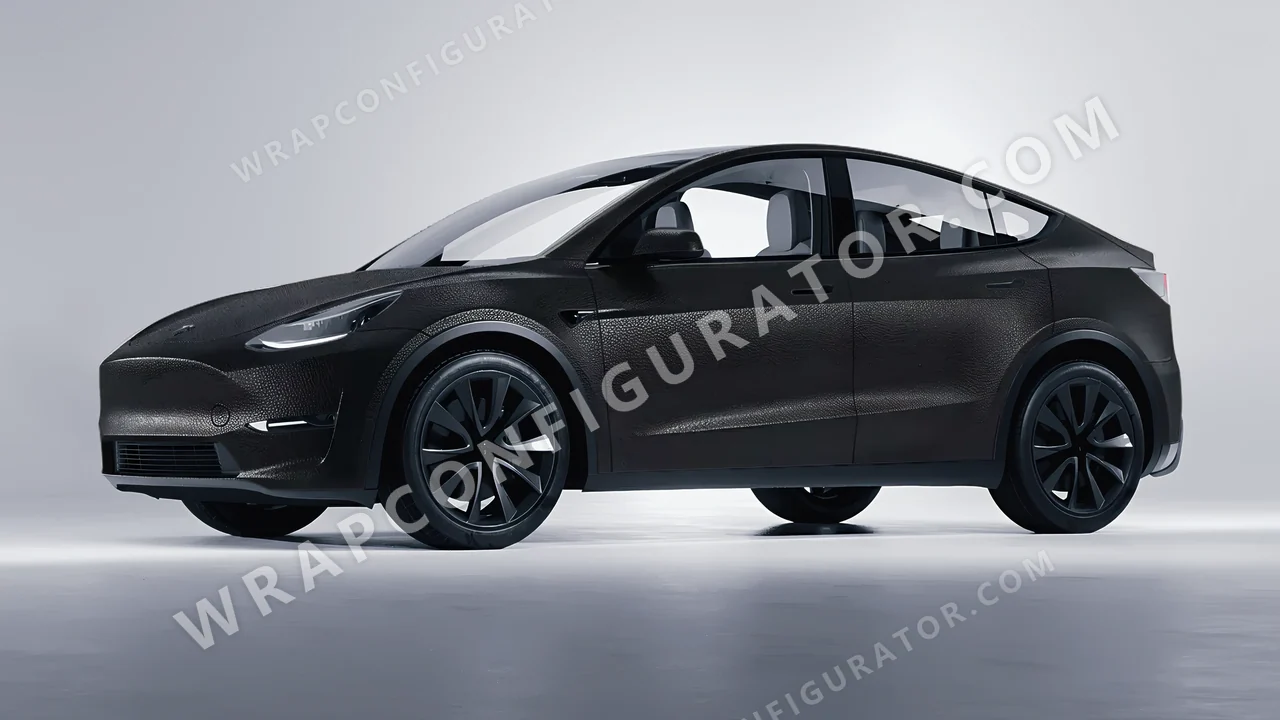 Black Tesla Model Y 2020 wrapped in Avery Dennison Rugged Onyx Black SW900-182-X