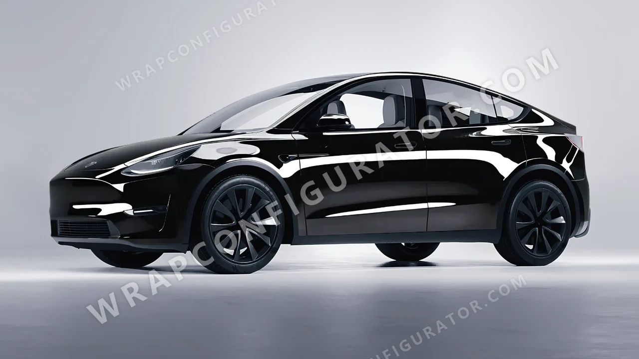 Black Tesla Model Y 2020 wrapped in Colourshield PPF by HyperPro Black HGF01-P