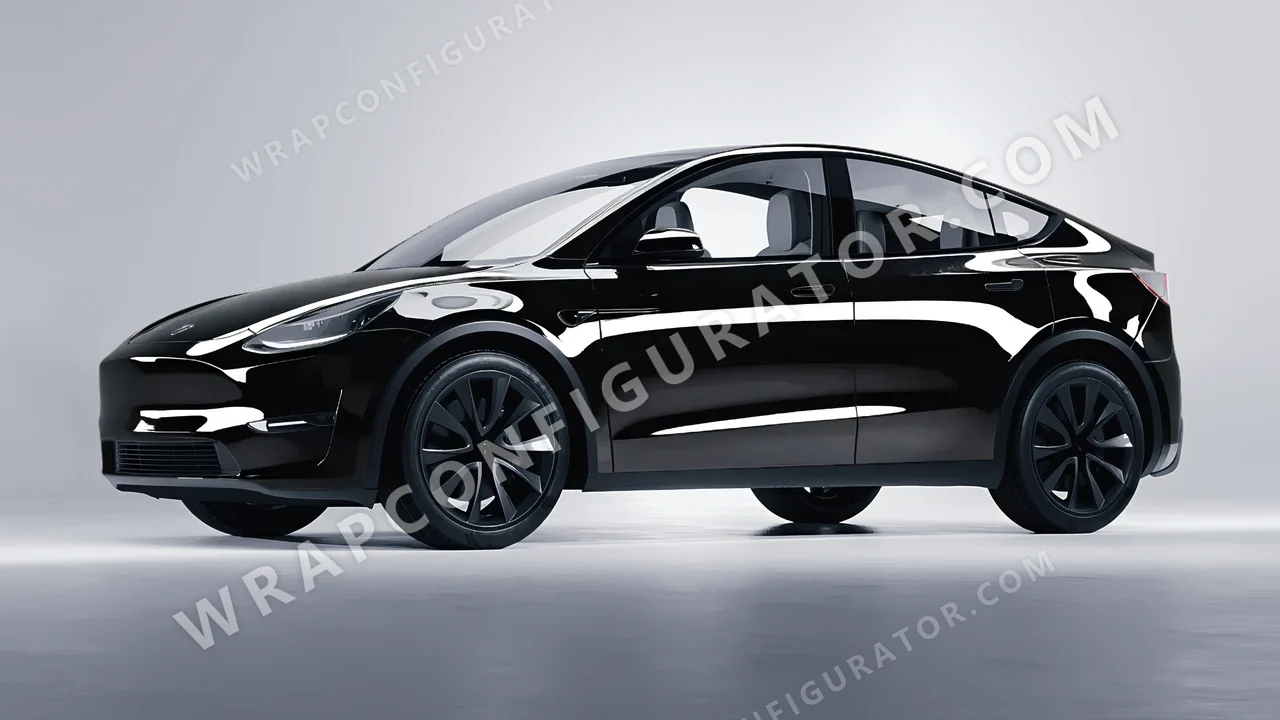 Black Tesla Model Y 2020 wrapped in Inozetek Dynamic PPF Midnight Black DPPF909