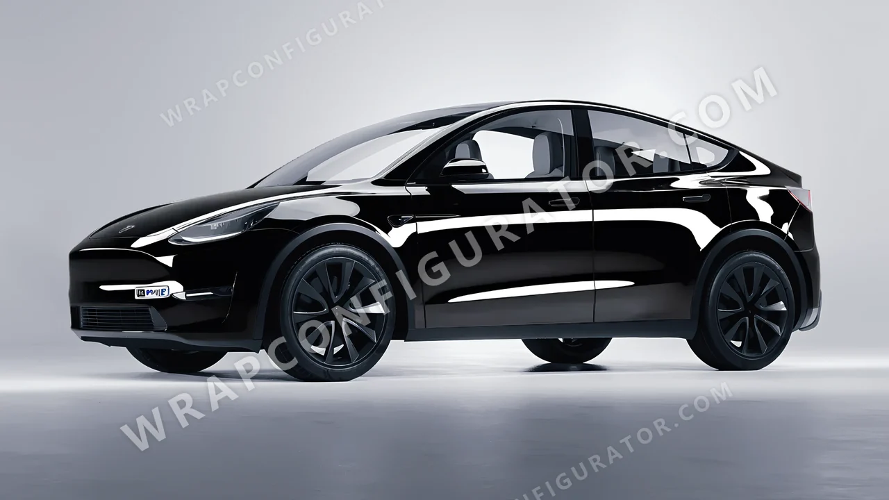 Black Tesla Model Y 2020 wrapped in KPMF Black K88021