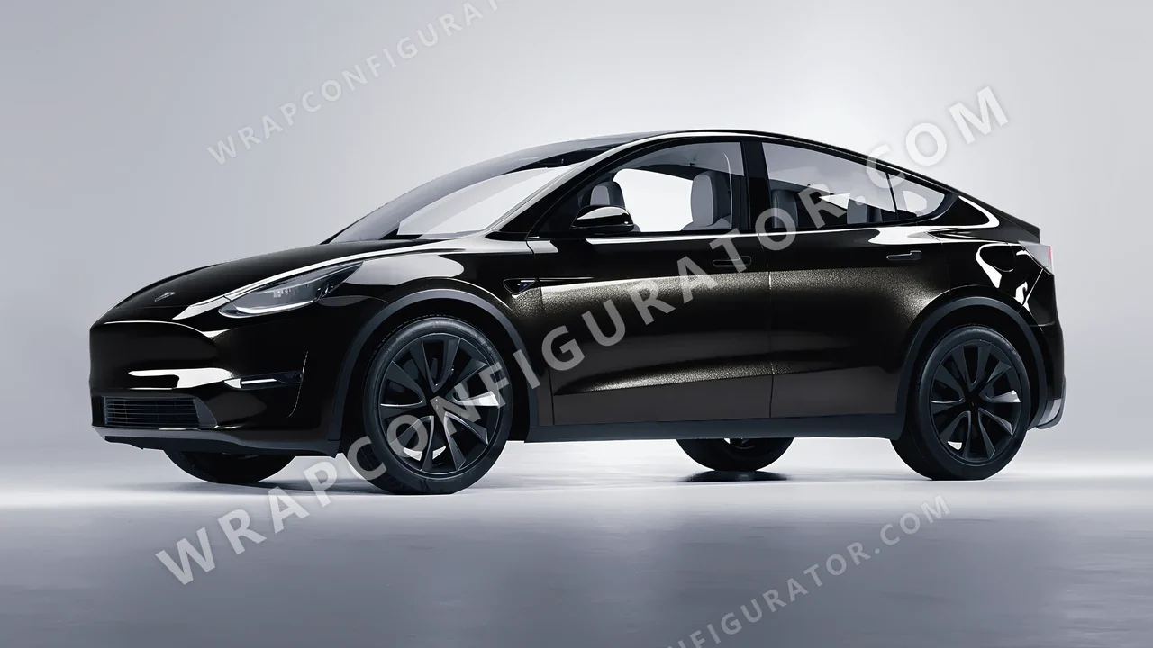 Black Tesla Model Y 2020 wrapped in KPMF Magnetic Black K75440