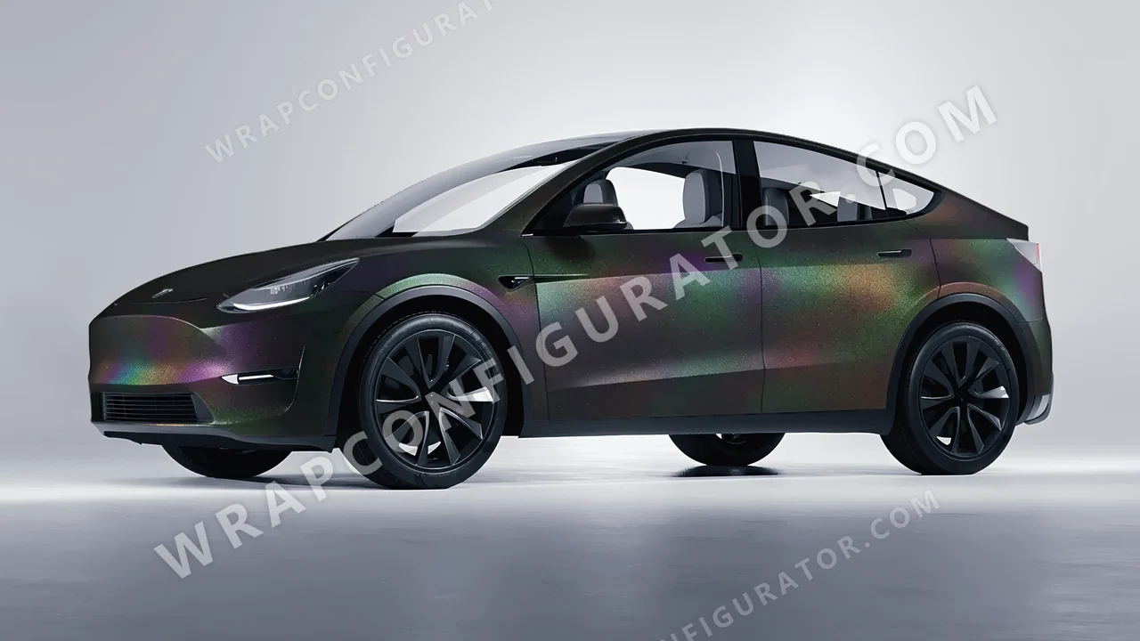 Black Tesla Model Y 2020 wrapped in KPMF Matt Morpheus Black Starlight K75571