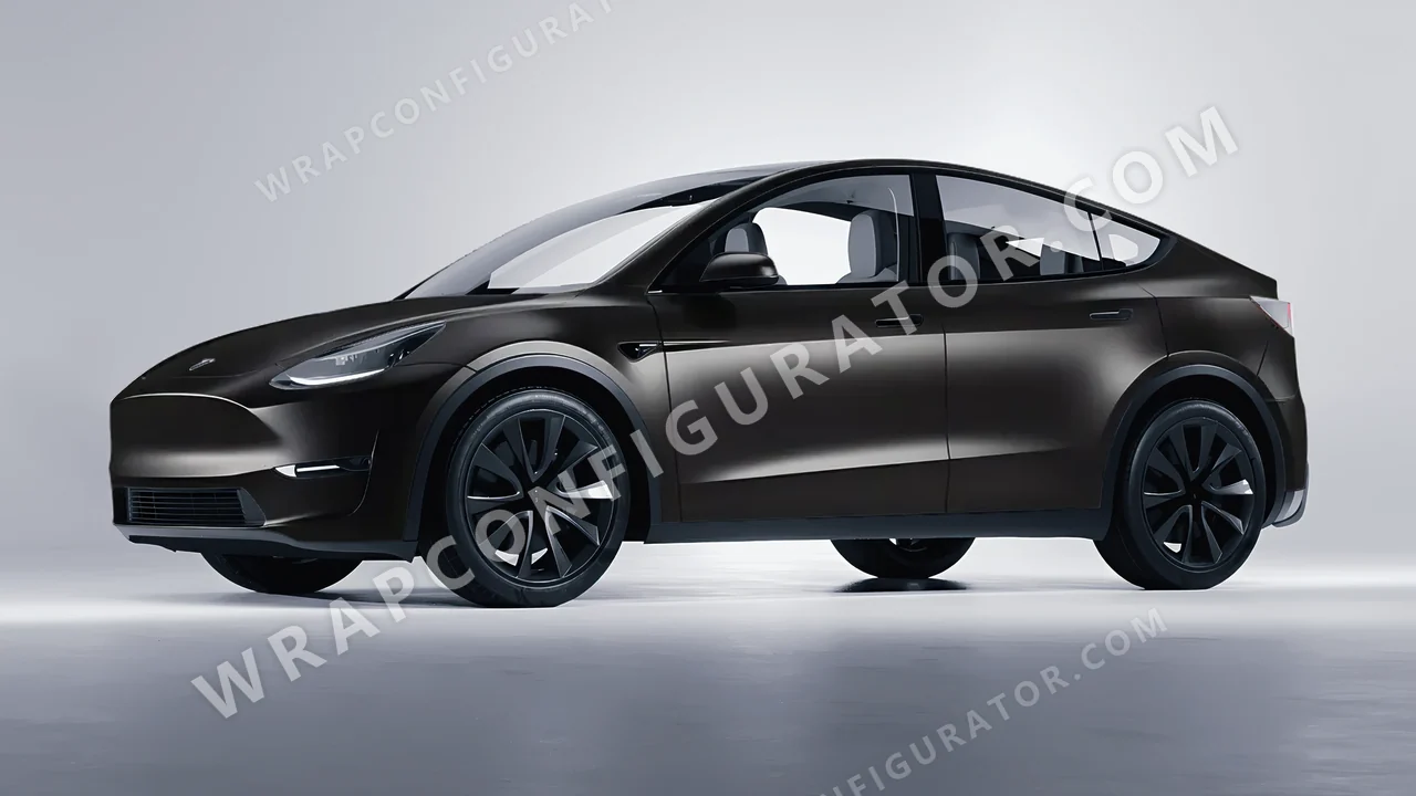 Black Tesla Model Y 2020 wrapped in KPMF Matt Perfect Black K75547