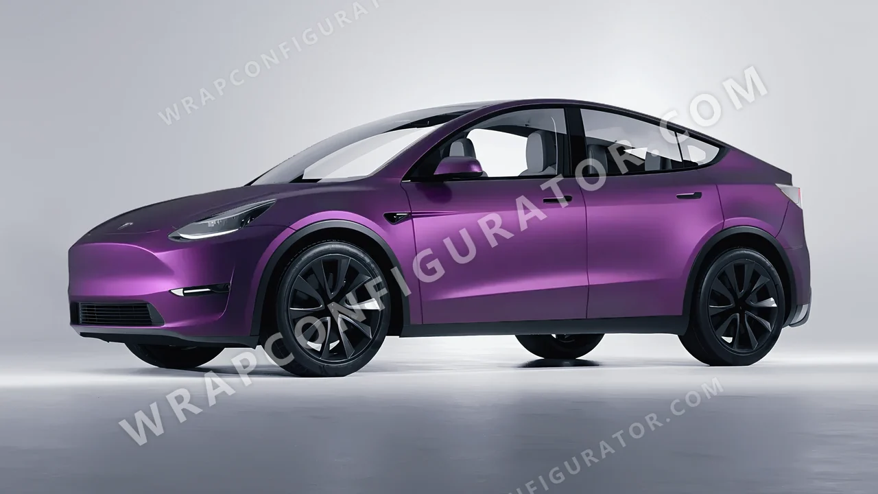 Black Tesla Model Y 2020 wrapped in KPMF Matt Purple Black Iridescent K75565