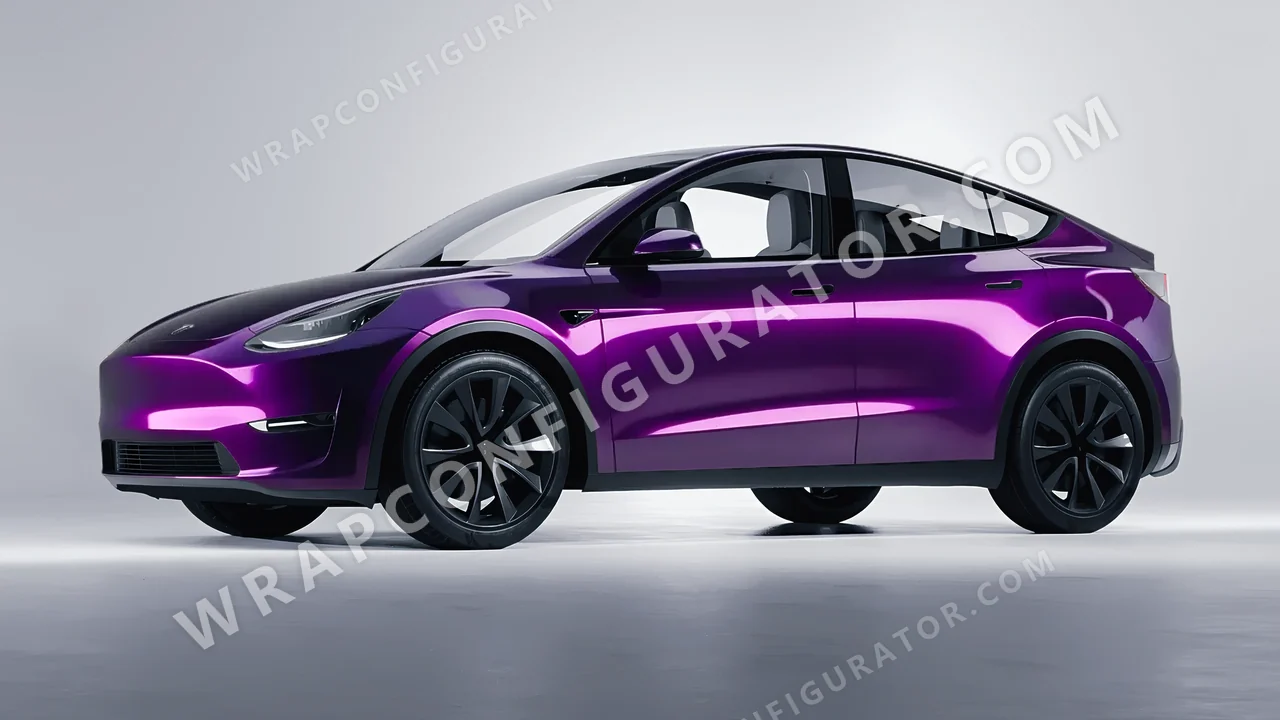 Black Tesla Model Y 2020 wrapped in KPMF Purple Black Iridescent K75465