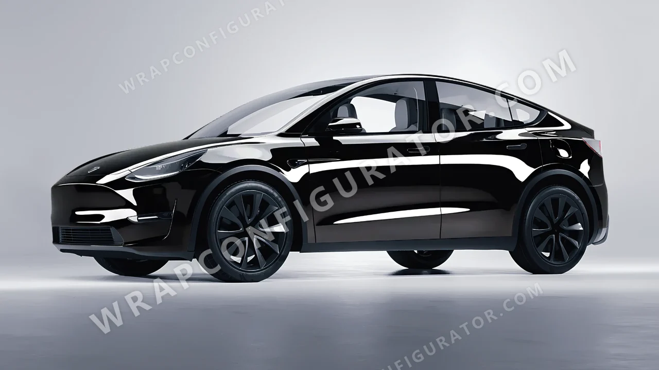 Black Tesla Model Y 2020 wrapped in ORACAL Black 970RA-070G