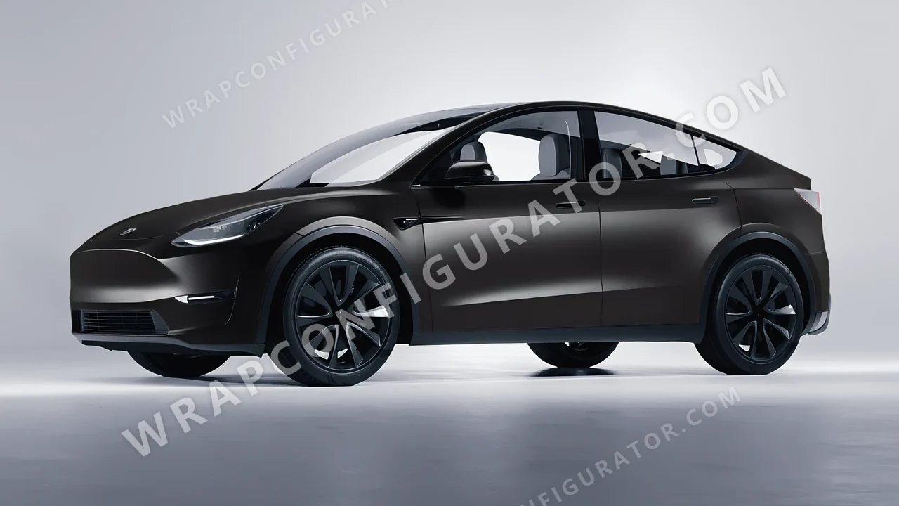 Black Tesla Model Y 2020 wrapped in ORACAL Black 970RA-070M