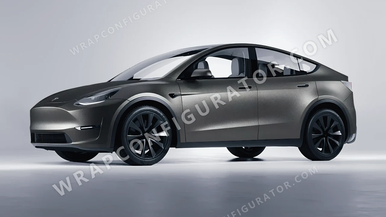 Black Tesla Model Y 2020 wrapped in ORACAL Graphite 970RA-932M