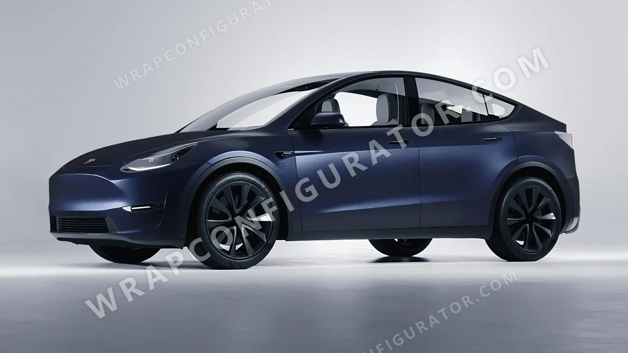 Black Tesla Model Y 2020 wrapped in ORACAL Moonlight 970RA-190M
