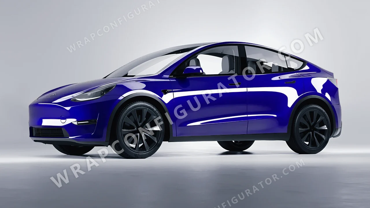 Blue Tesla Model Y 2020 wrapped in 3M Gloss Blue Raspberry G378