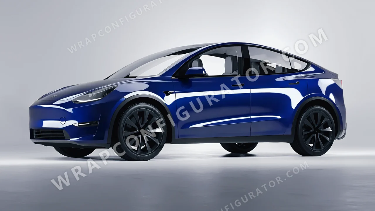 Blue Tesla Model Y 2020 wrapped in 3M Gloss Boat Blue G127