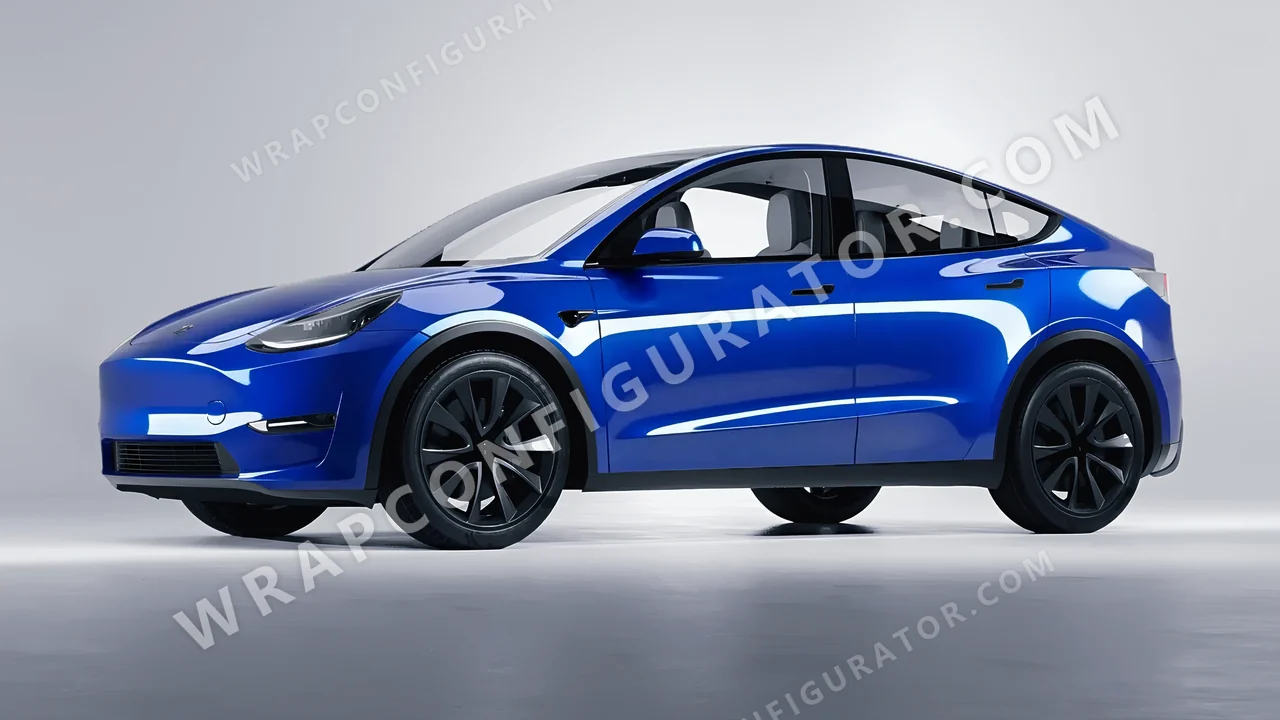 Blue Tesla Model Y 2020 wrapped in 3M Gloss Intense Blue G47