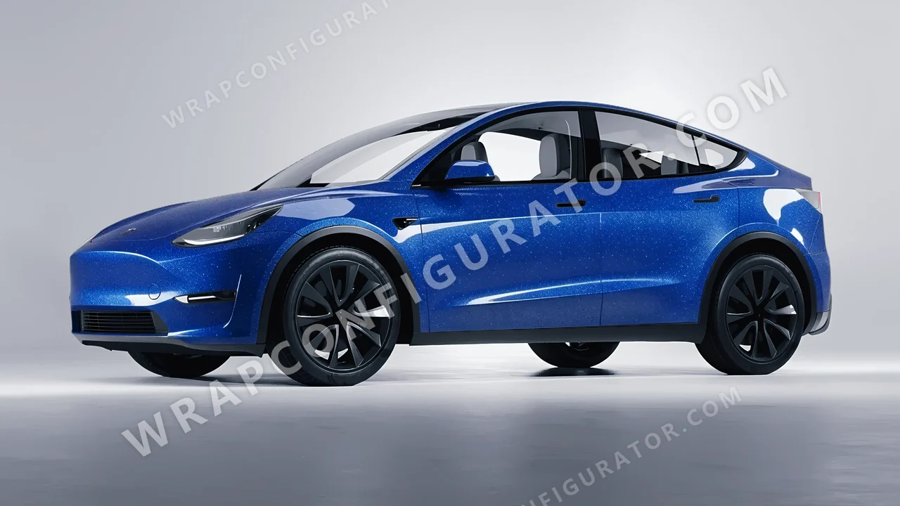 Blue Tesla Model Y 2020 wrapped in Avery Dennison Blue SW900-676-D