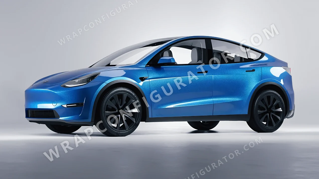 Blue Tesla Model Y 2020 wrapped in Avery Dennison Bright Blue SW900-646-M