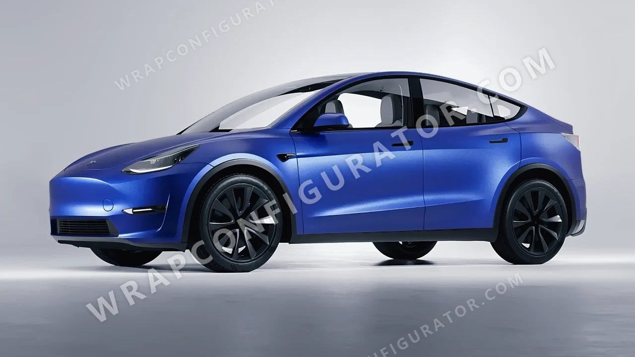 Blue Tesla Model Y 2020 wrapped in Avery Dennison Brilliant Blue SW900-671-M