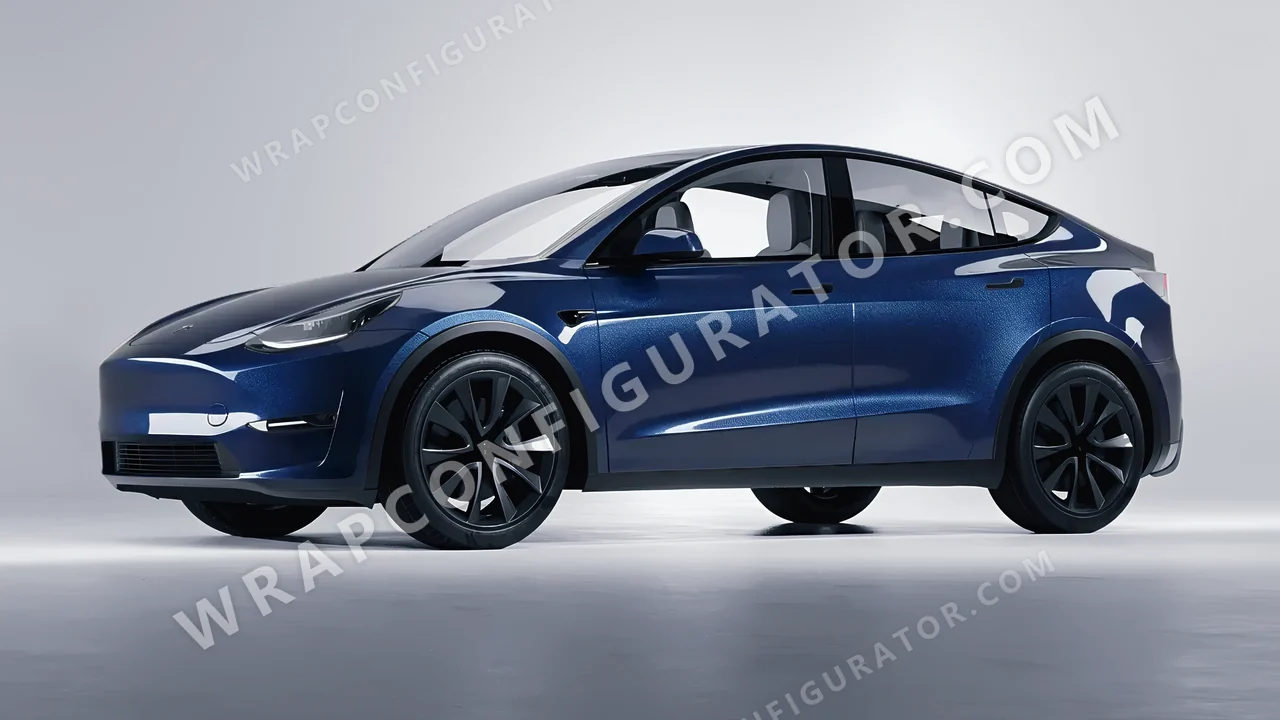 Blue Tesla Model Y 2020 wrapped in Avery Dennison Dark Blue SW900-653-M