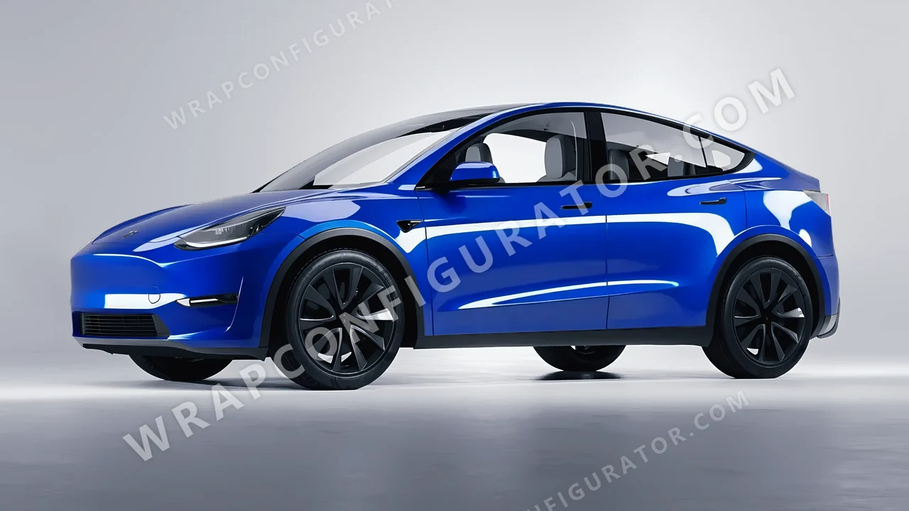 Blue Tesla Model Y 2020 wrapped in Avery Dennison Intense Blue SW900-667-O