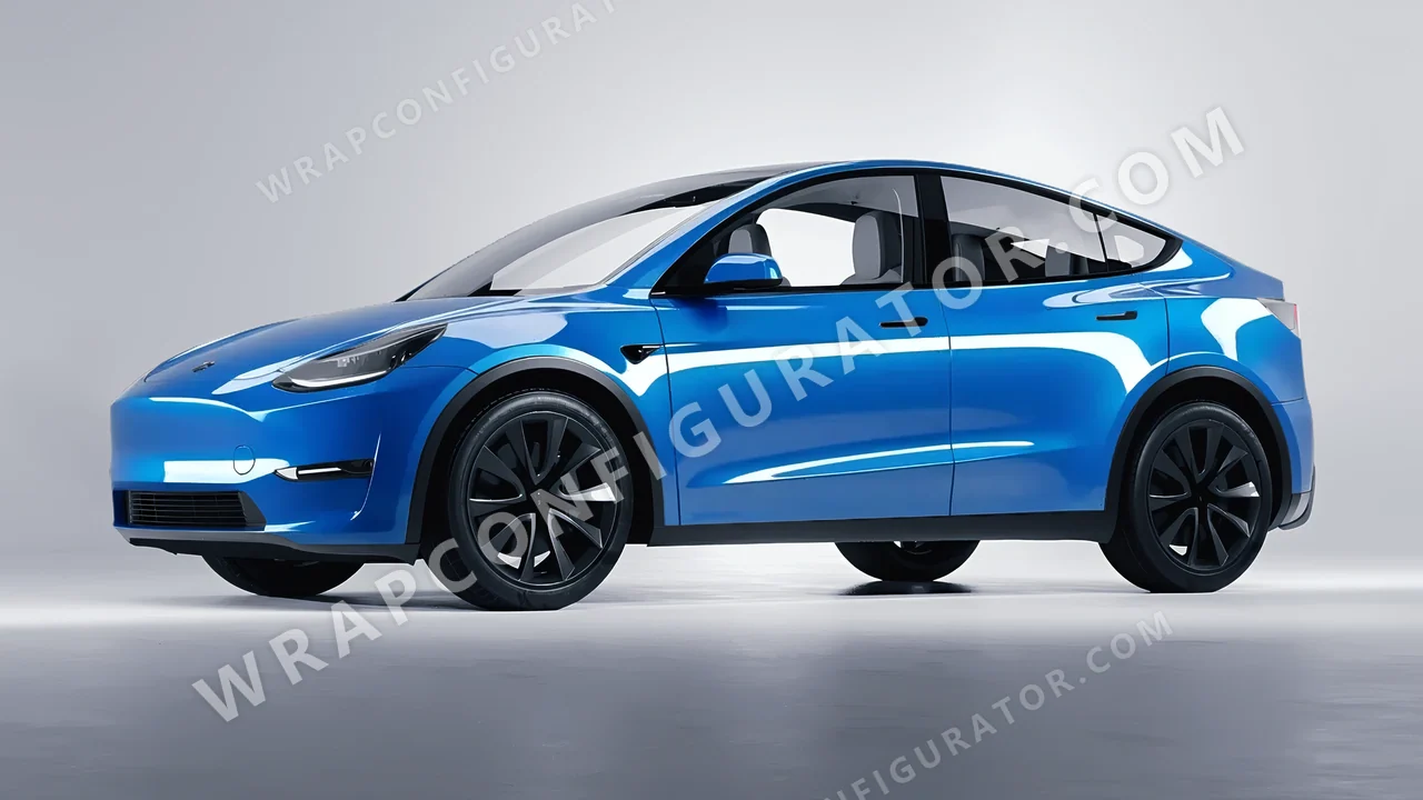 Blue Tesla Model Y 2020 wrapped in Avery Dennison Light Blue SW900-632-O