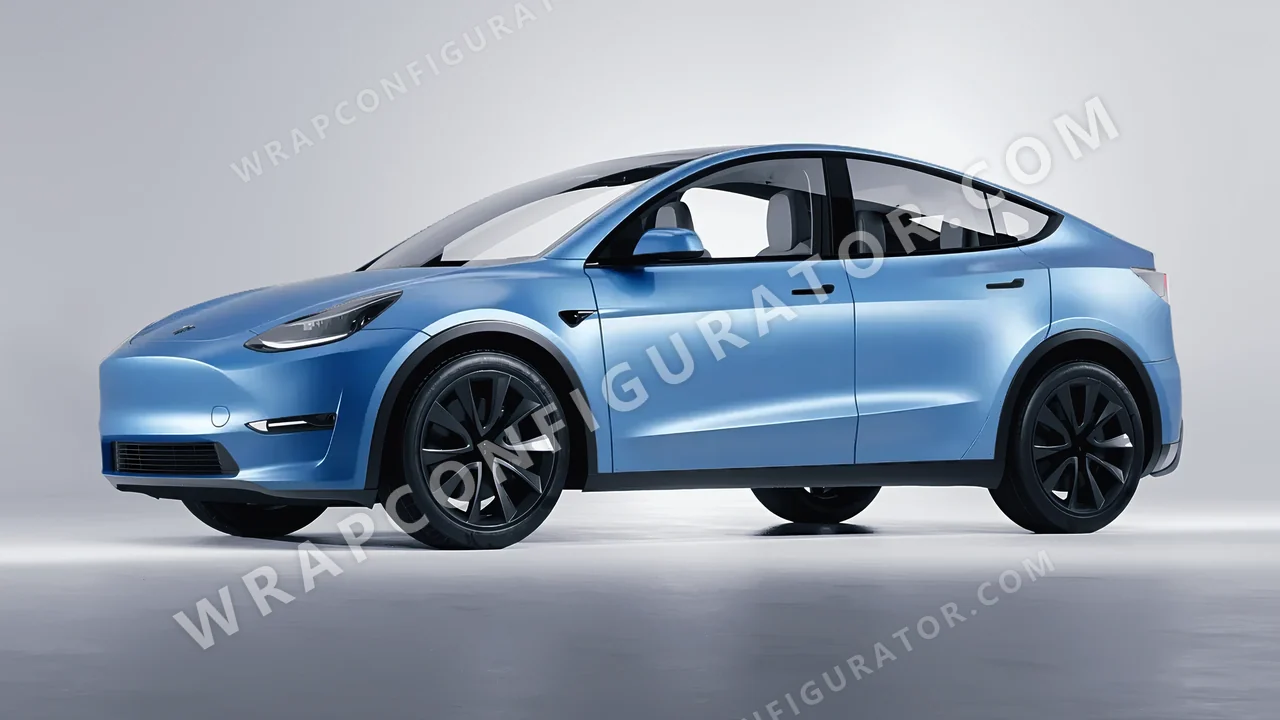 Blue Tesla Model Y 2020 wrapped in Avery Dennison Light Blue SW900-633-O