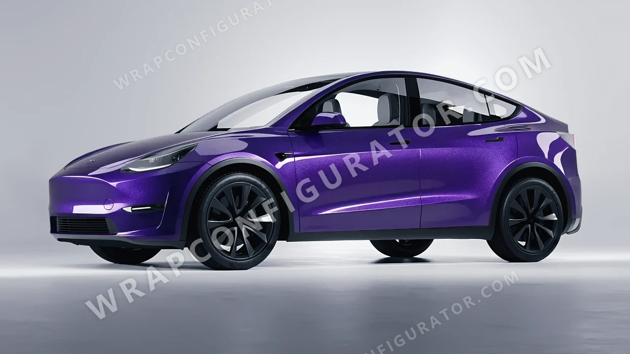 Blue Tesla Model Y 2020 wrapped in Avery Dennison Mysterious Indigo SW900-700-M