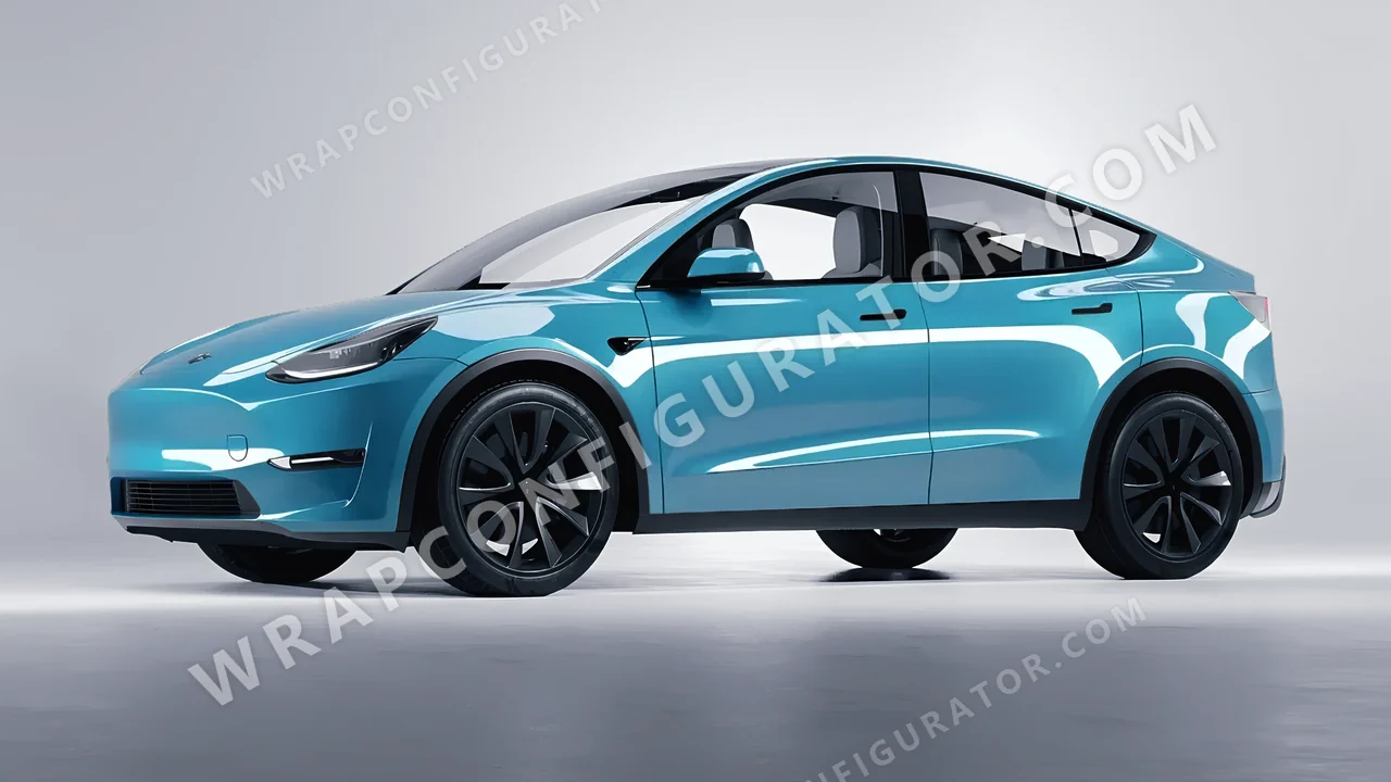 Blue Tesla Model Y 2020 wrapped in Avery Dennison Park Avenue Blue SW900-703-O