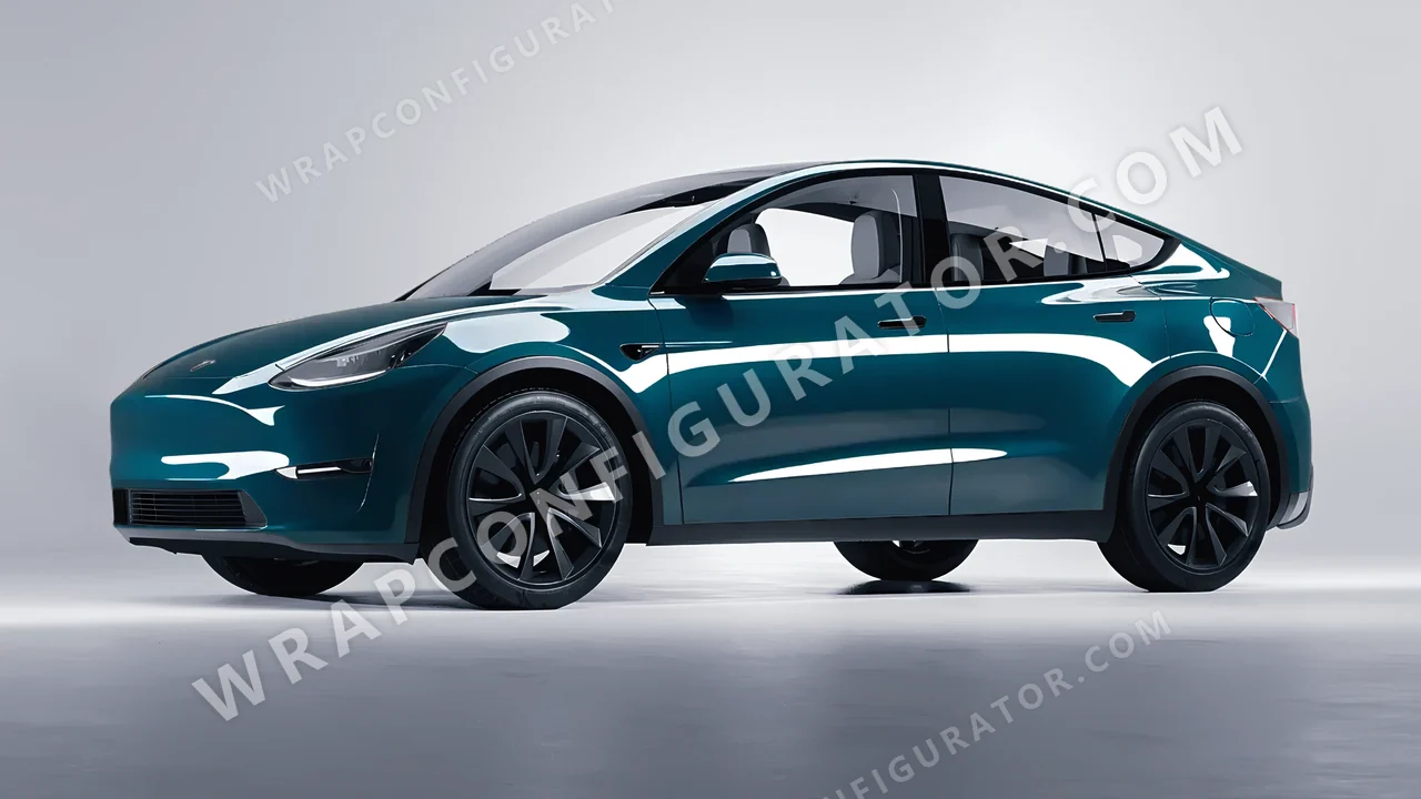 Blue Tesla Model Y 2020 wrapped in Colourshield PPF by HyperPro Aqua HGF22-P