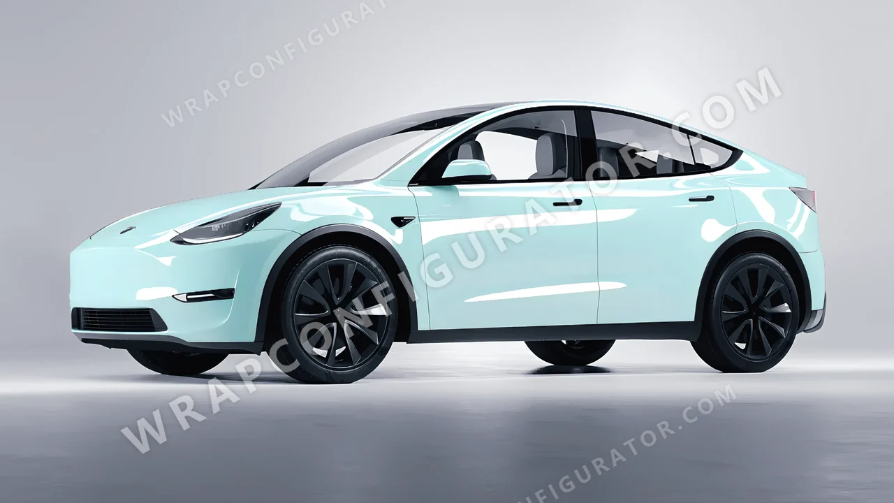 Blue Tesla Model Y 2020 wrapped in Colourshield PPF by HyperPro Baby Blue HGF29-P