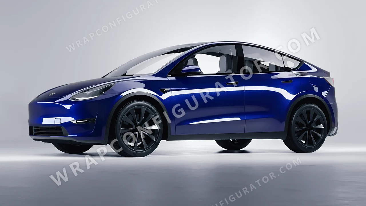 Blue Tesla Model Y 2020 wrapped in Colourshield PPF by HyperPro Berry Blue HGM57-P