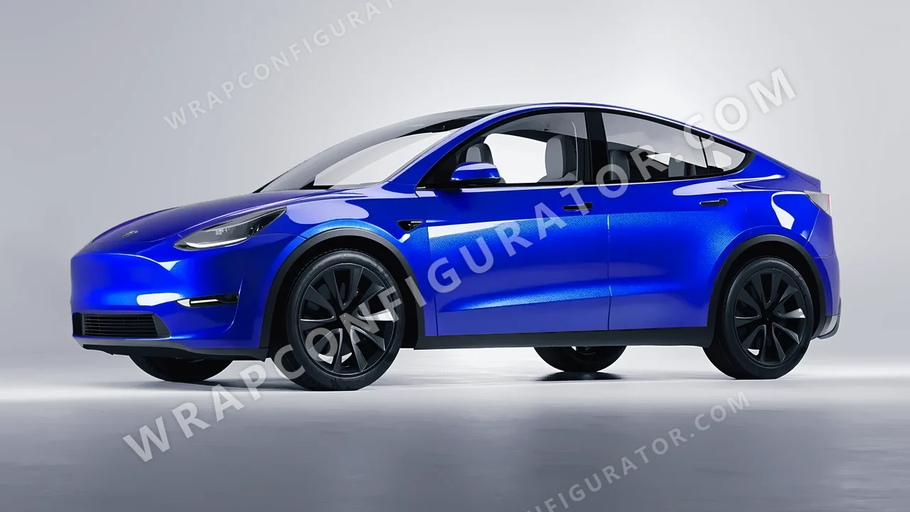 Blue Tesla Model Y 2020 wrapped in Colourshield PPF by HyperPro Bright Blue HGM60-P