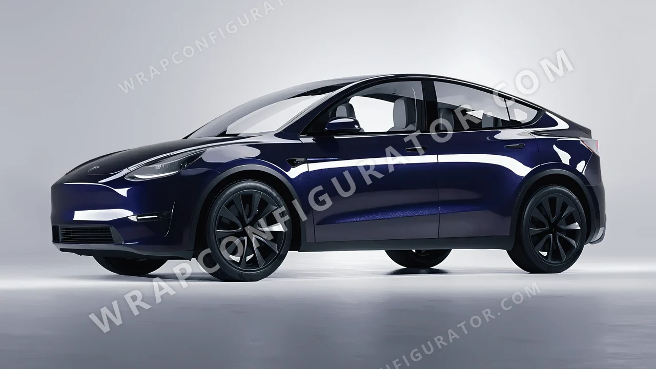 Blue Tesla Model Y 2020 wrapped in Colourshield PPF by HyperPro Cobalt Blue GAF46-P