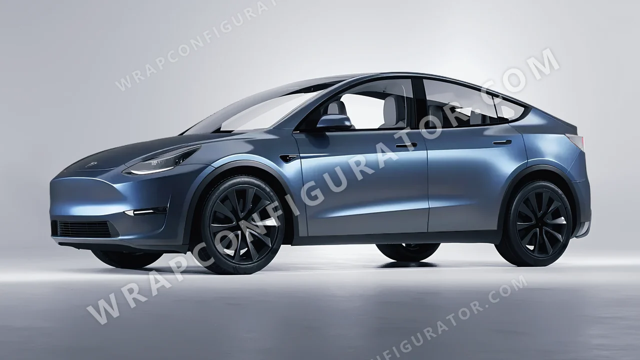 Blue Tesla Model Y 2020 wrapped in Colourshield PPF by HyperPro Dark Gray Blue MSF51-P