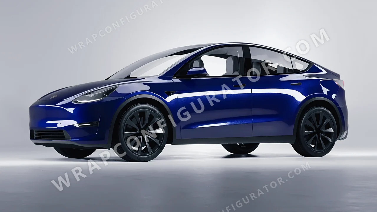 Blue Tesla Model Y 2020 wrapped in Colourshield PPF by HyperPro Deep Blue HGM72-P