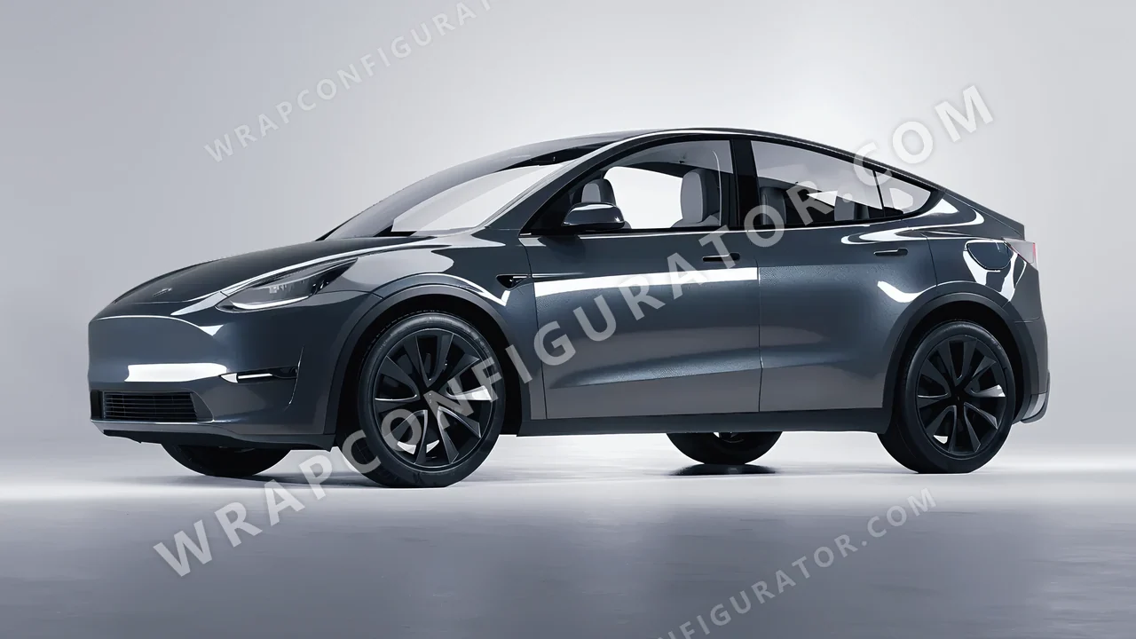 Blue Tesla Model Y 2020 wrapped in Colourshield PPF by HyperPro Gray Blue GAF38-P