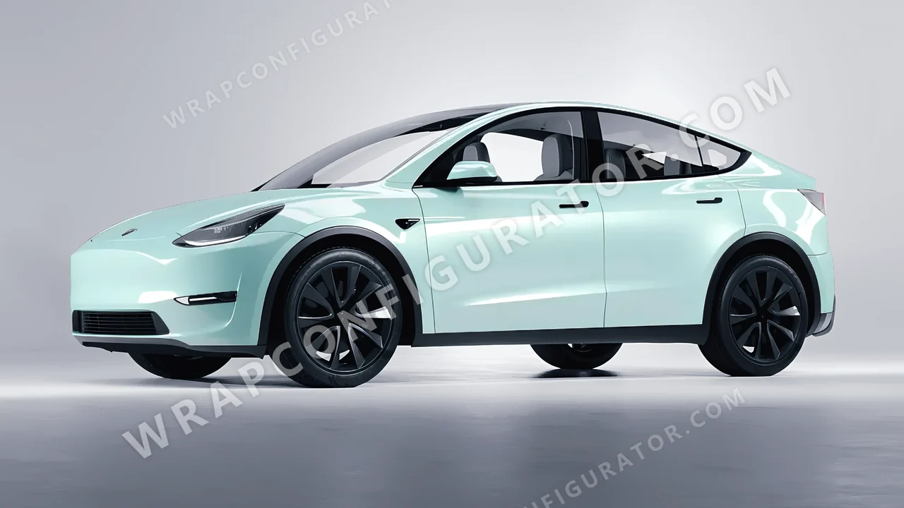 Blue Tesla Model Y 2020 wrapped in Colourshield PPF by HyperPro Ice Blue GAF49-P