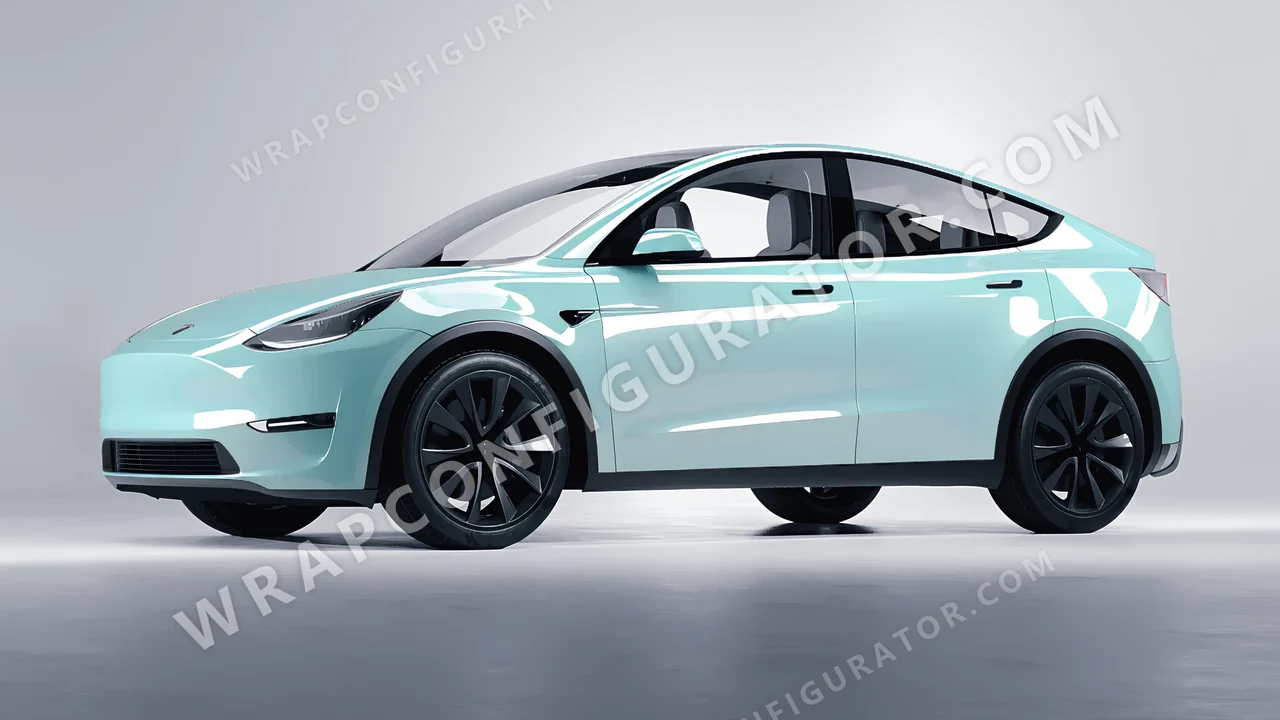 Blue Tesla Model Y 2020 wrapped in Colourshield PPF by HyperPro Light Blue HGF69-P