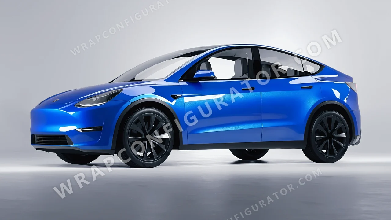 Blue Tesla Model Y 2020 wrapped in Colourshield PPF by HyperPro Ocean Blue HGM68-P