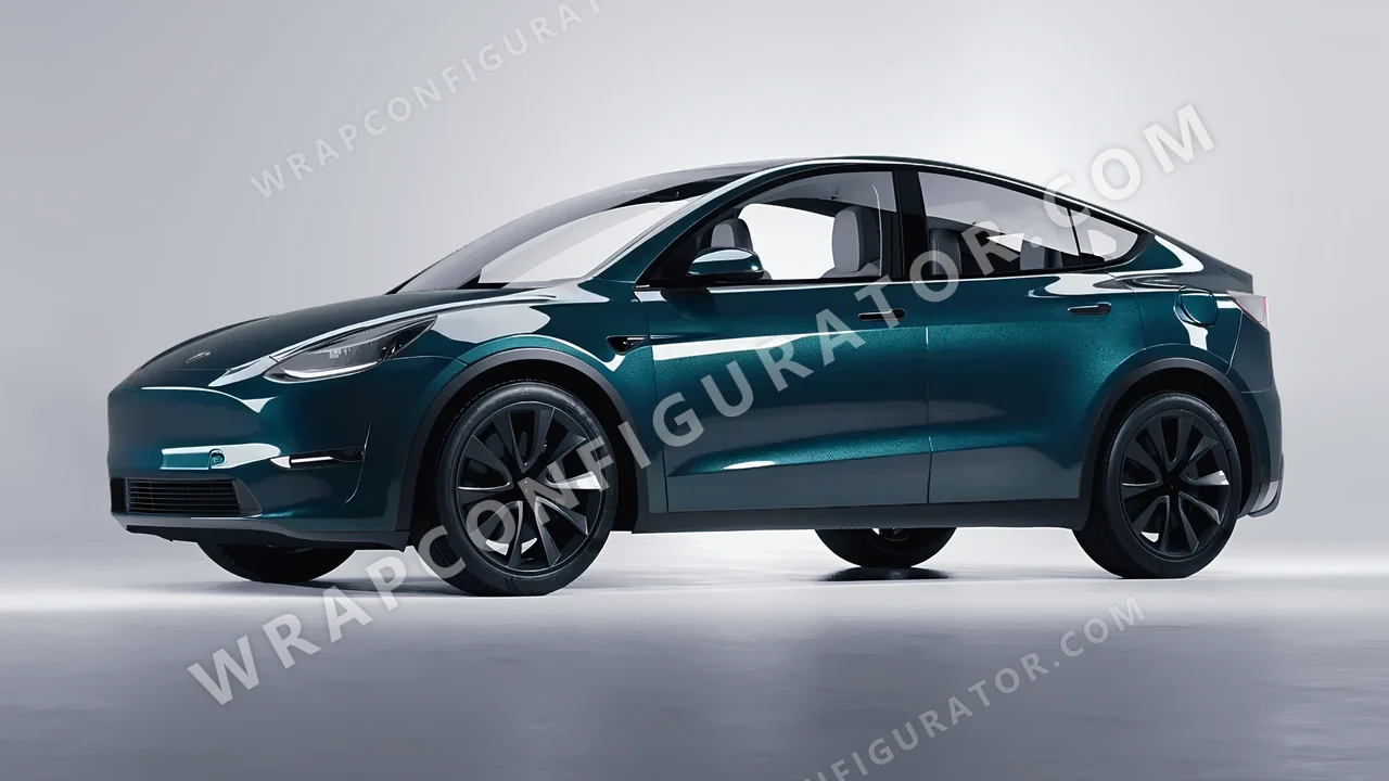 Blue Tesla Model Y 2020 wrapped in Colourshield PPF by HyperPro Peacock Blue GAF40-P