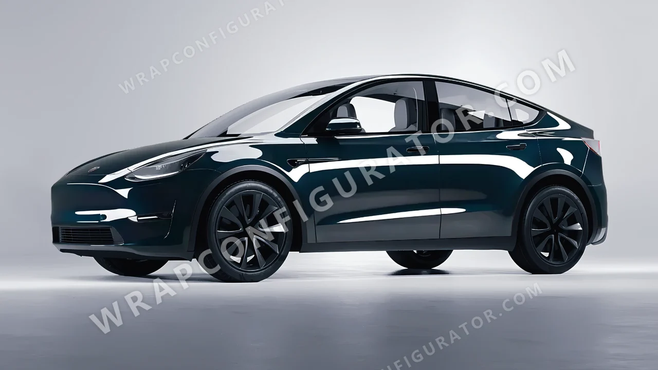 Blue Tesla Model Y 2020 wrapped in Colourshield PPF by HyperPro Petrol Blue HGF108-P