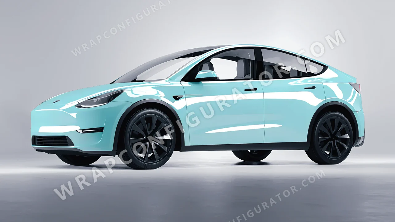 Blue Tesla Model Y 2020 wrapped in Colourshield PPF by HyperPro Sea Blue HGF04-P