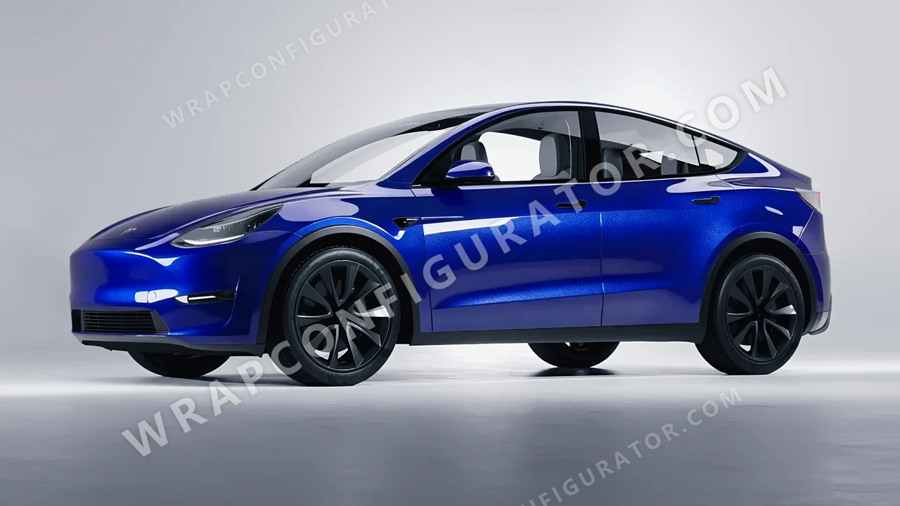 Blue Tesla Model Y 2020 wrapped in Inozetek Dynamic PPF Royal Blue DPPF712