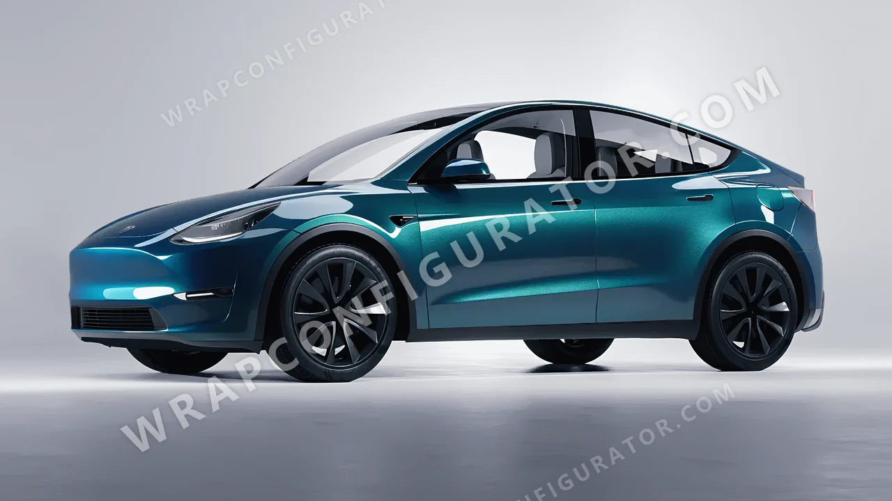 Blue Tesla Model Y 2020 wrapped in KPMF Excelsior Blue K75441