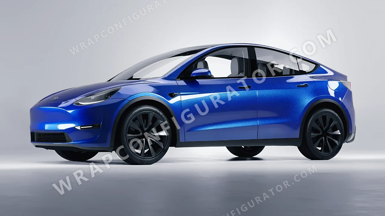 Blue Tesla Model Y 2020 wrapped in KPMF Indulgent Blue K75405