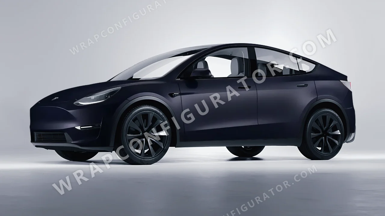 Blue Tesla Model Y 2020 wrapped in KPMF Matt Sinister Blue K75562
